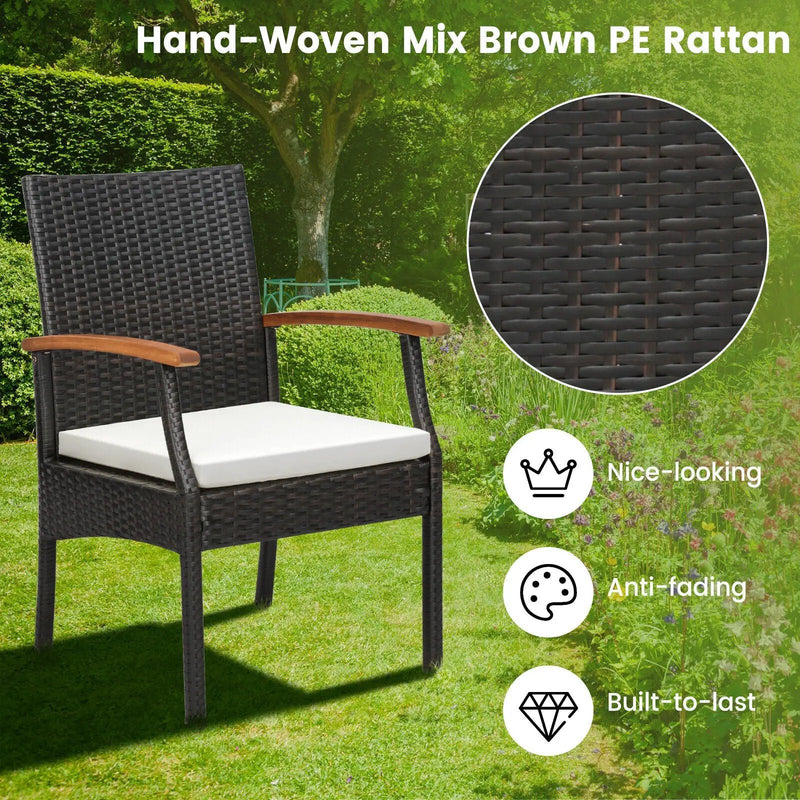 Patio Wicker Chair Set of 2/4 with Soft Zippered Cushion by DirectDeals