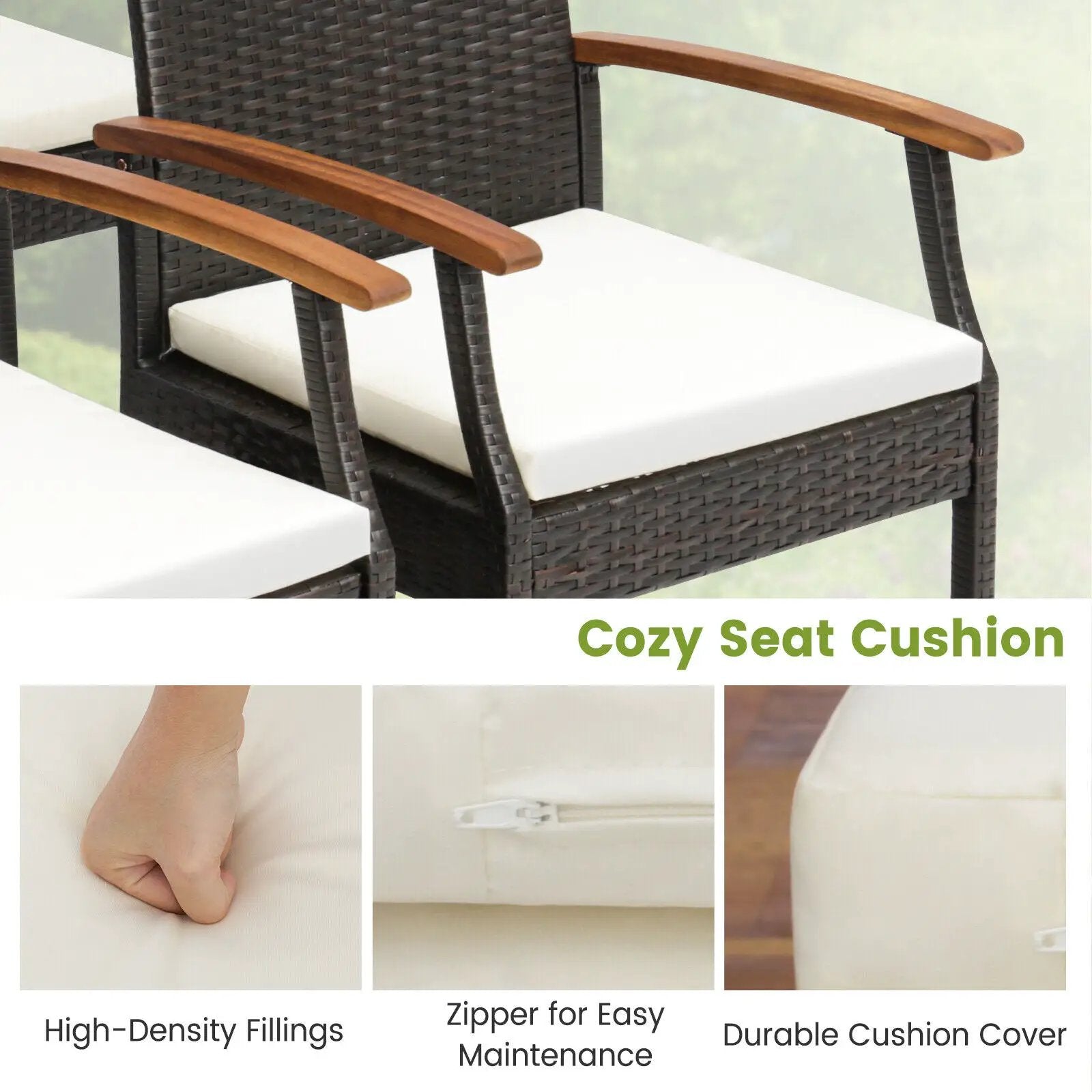 Patio Wicker Chair Set of 2/4 with Soft Zippered Cushion by DirectDeals