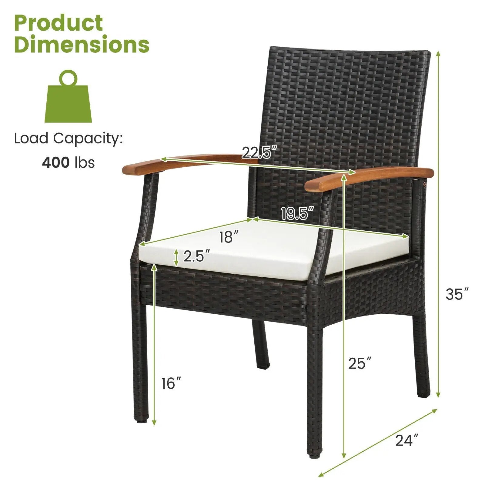 Patio Wicker Chair Set of 2/4 with Soft Zippered Cushion by DirectDeals