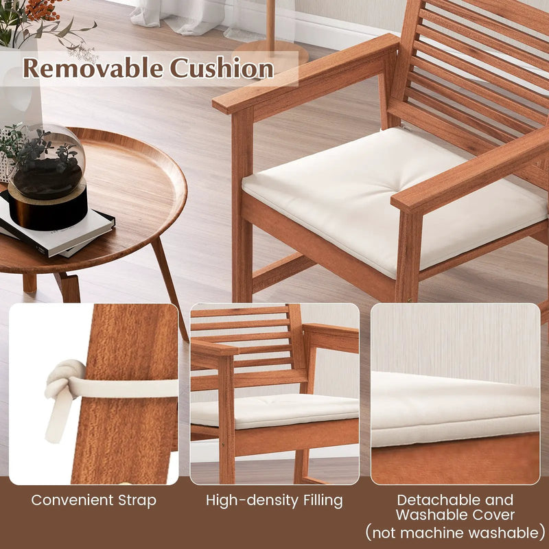 Set of 2 Patio Solid Wood Dining Chairs with Cushions and Slatted Seat by DirectDeals