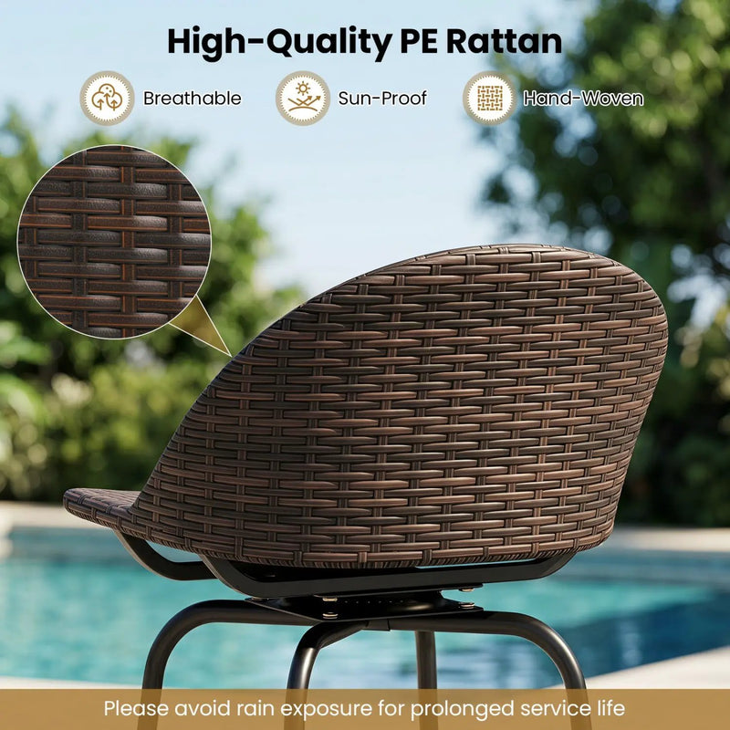 Swivel Patio Bar Stools Set of 2 with Rattan Seat 400 LBS by DirectDeals