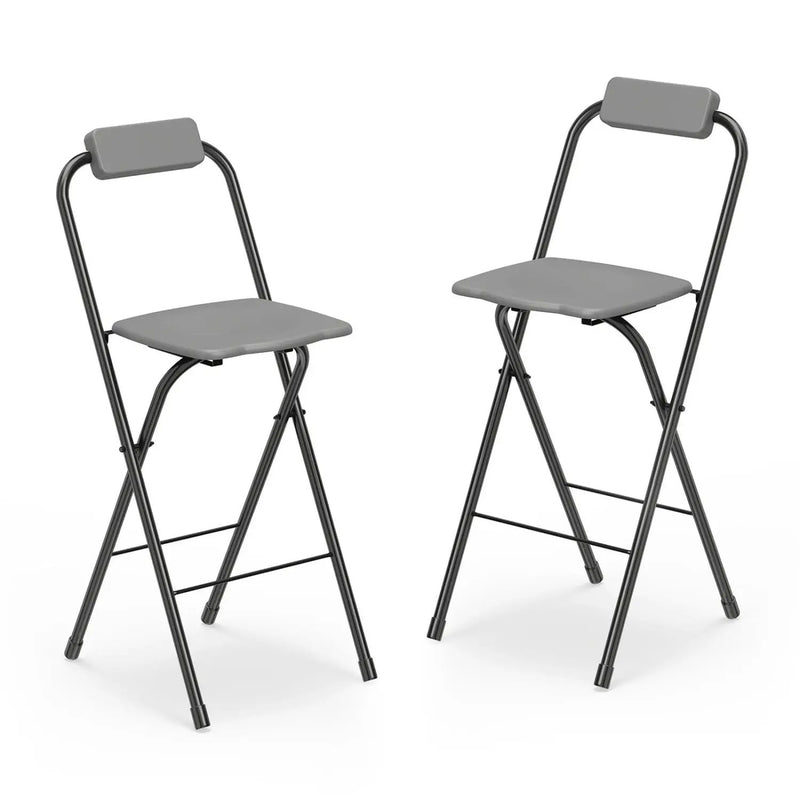 Portable Bar Height Stools Set of 2 with Footrest - Folding by DirectDeals