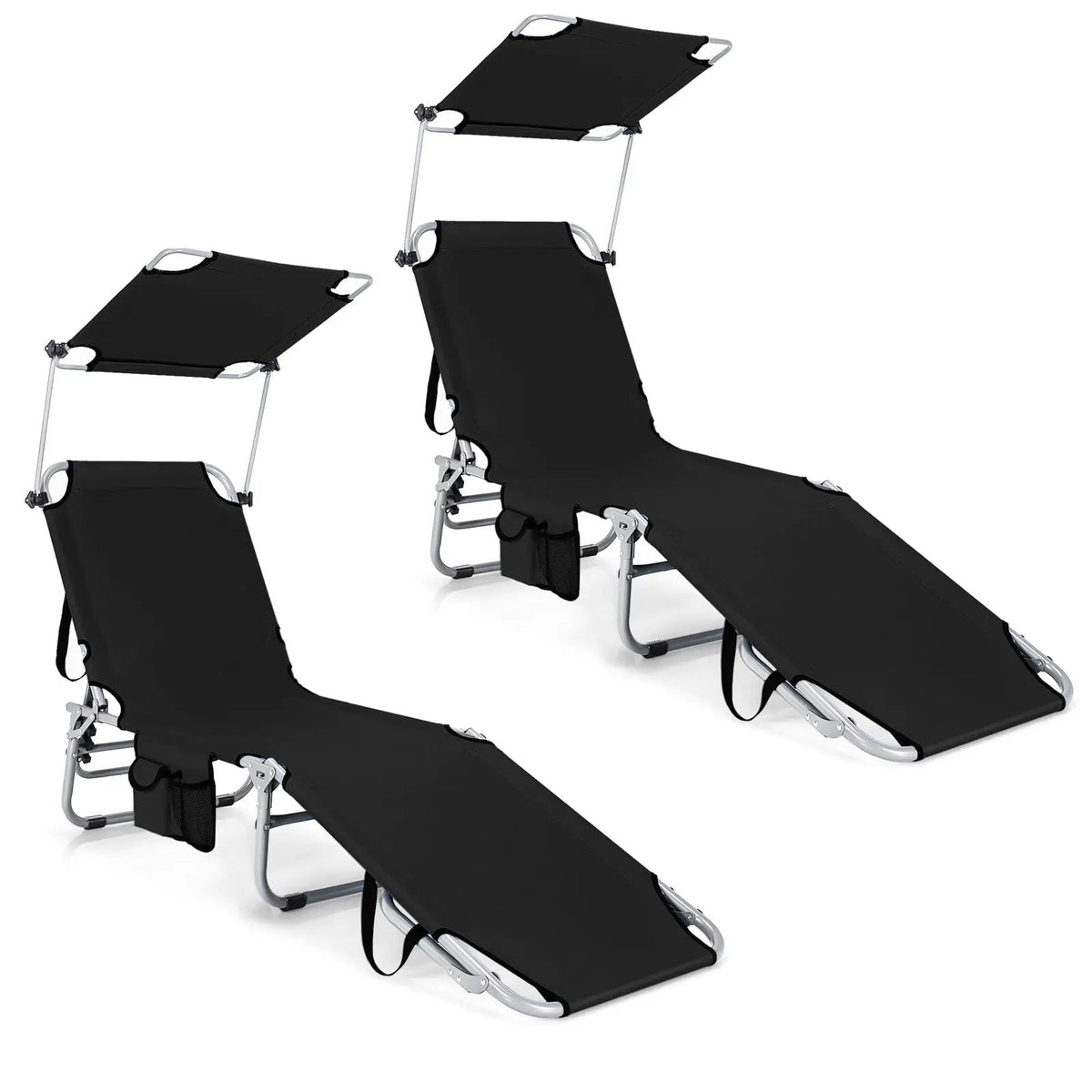 Set of 2 Portable Reclining Chair with 5 Adjustable Positions by DirectDeals