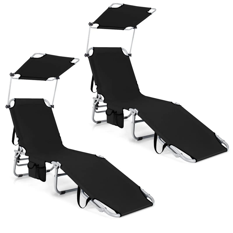 Set of 2 Portable Reclining Chair with 5 Adjustable Positions by DirectDeals