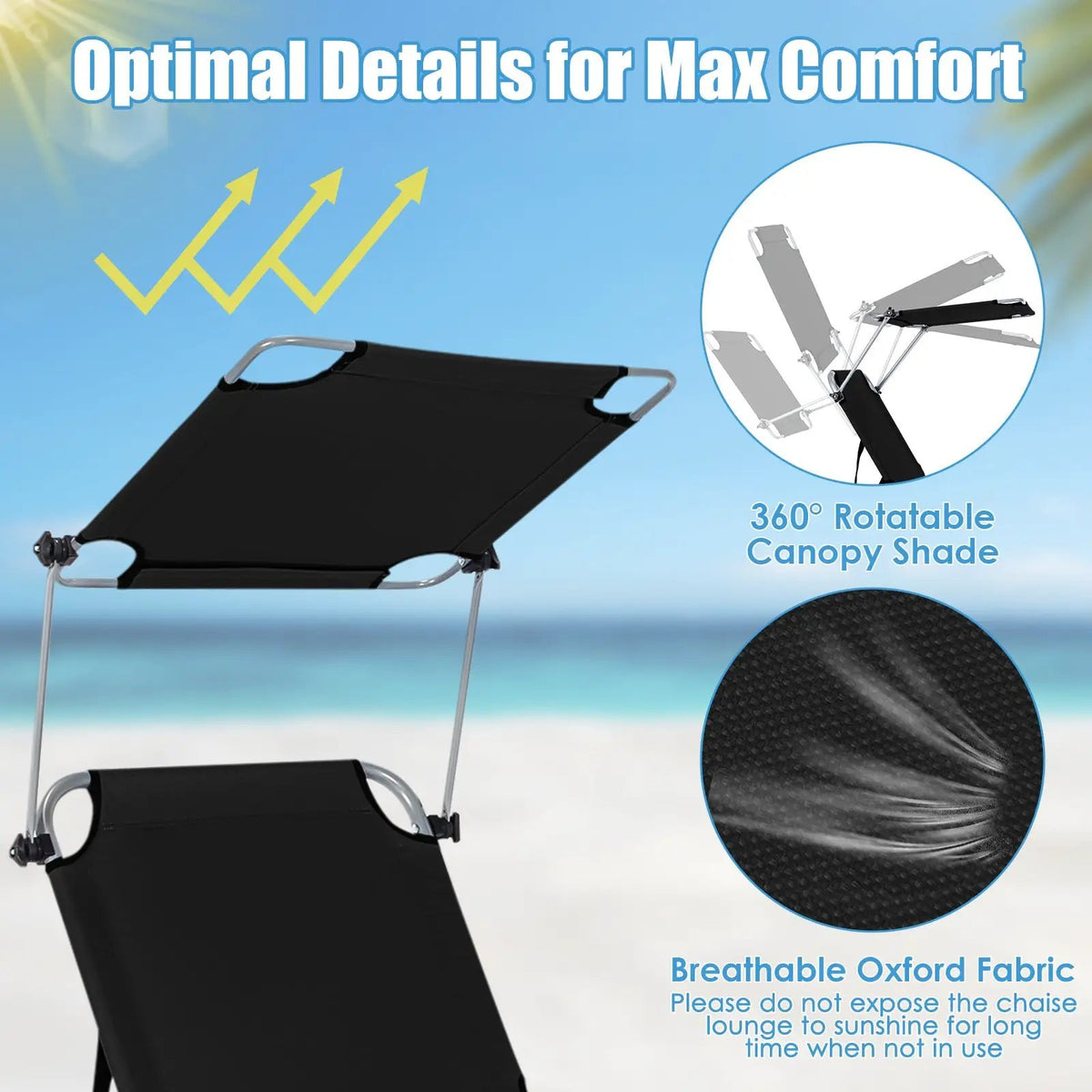 Set of 2 Portable Reclining Chair with 5 Adjustable Positions by DirectDeals