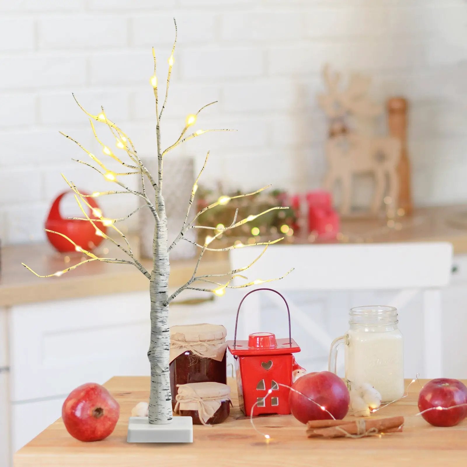 Set of 2 Pre-lit White Twig Birch Tree Battery Powered for Christmas Holiday by DirectDeals