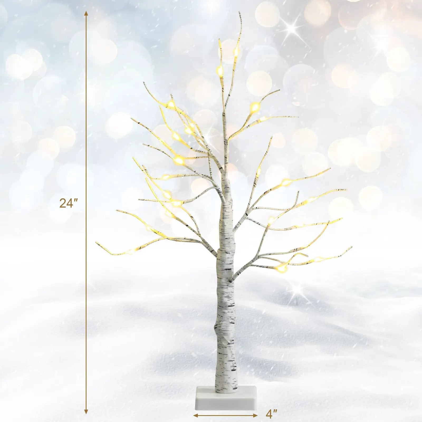 Set of 2 Pre-lit White Twig Birch Tree Battery Powered for Christmas Holiday by DirectDeals