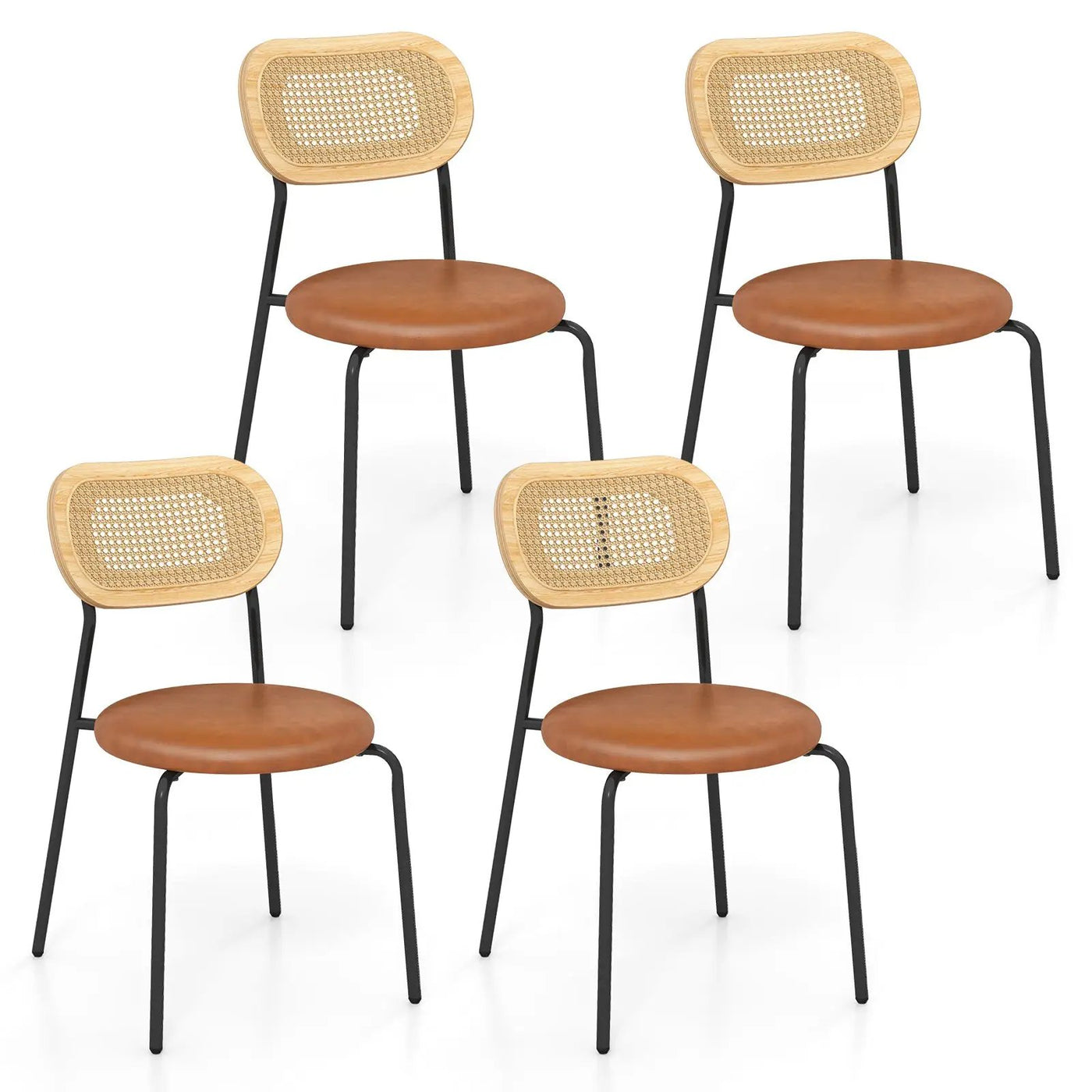 Set of 2 Rattan Dining Chair with Metal Legs by DirectDeals
