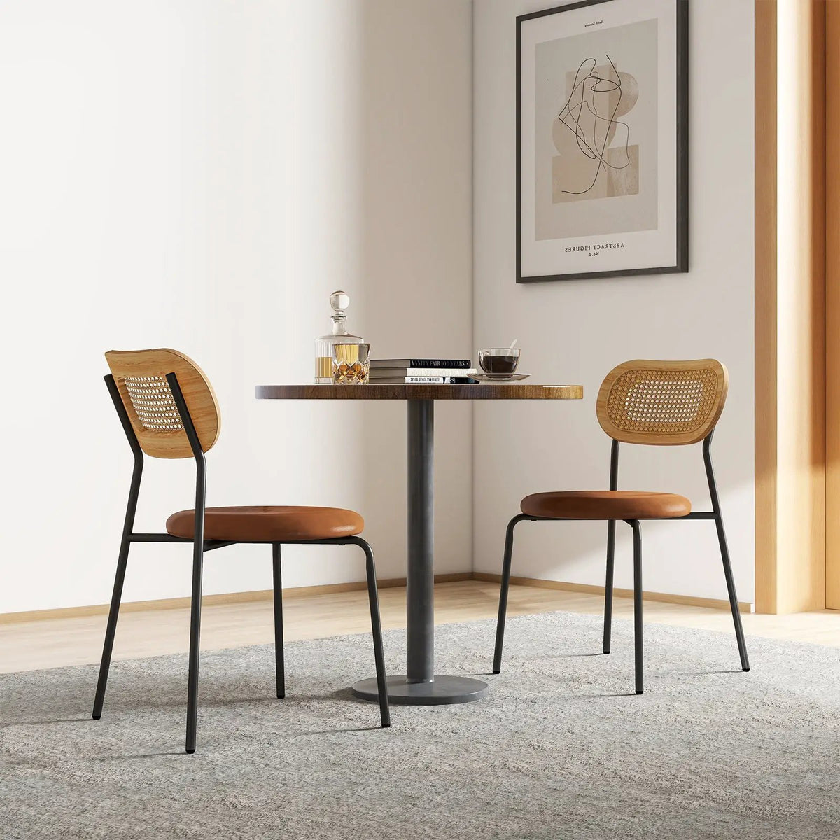 Set of 2 Rattan Dining Chair with Metal Legs by DirectDeals