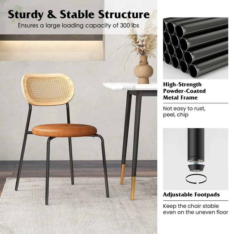 Set of 2 Rattan Dining Chair with Metal Legs by DirectDeals