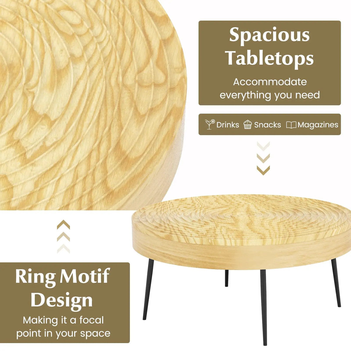 Set of 2 Solid Wood by DirectDeals