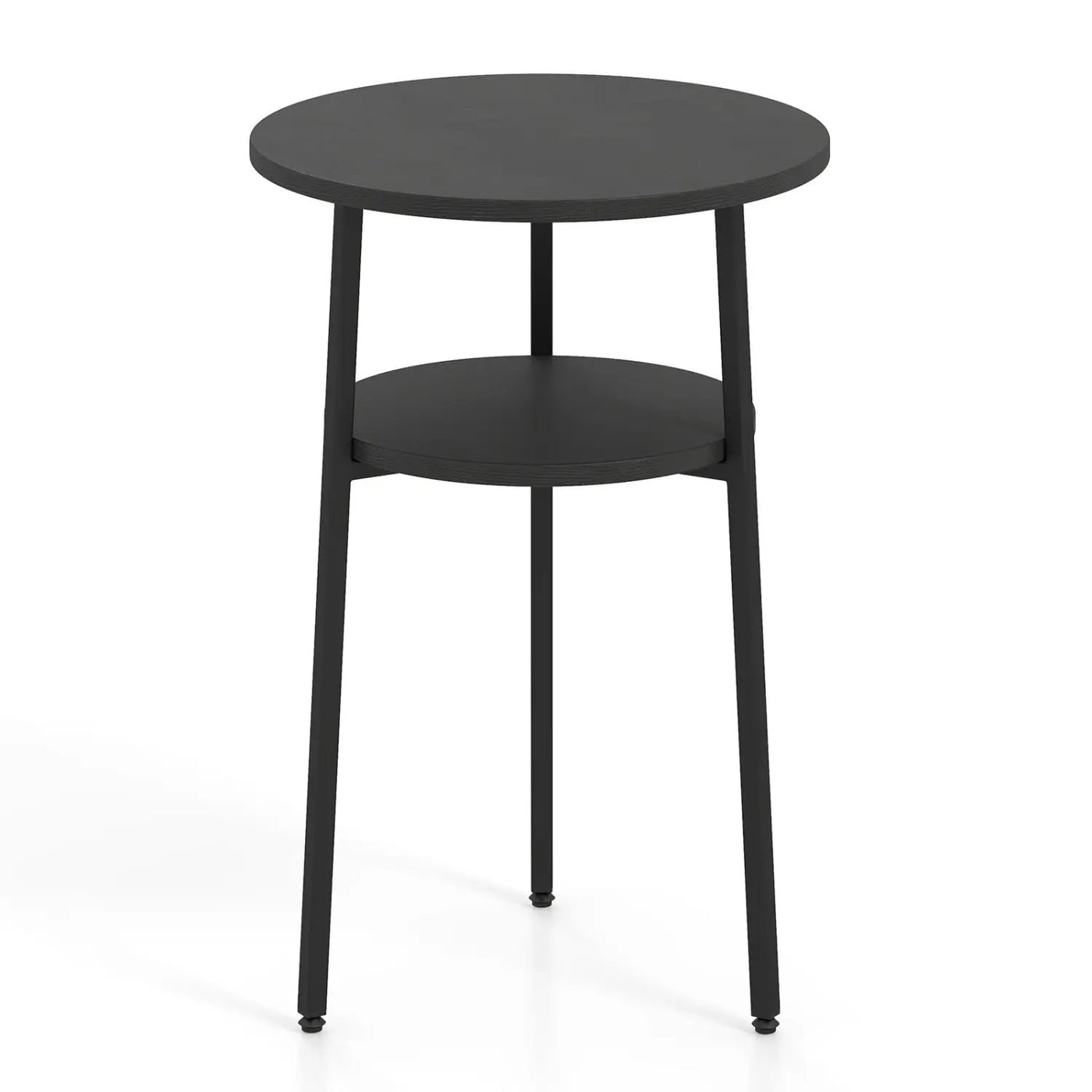 Round Side Table Set with Storage Shelf - Rustic Brown by DirectDeals