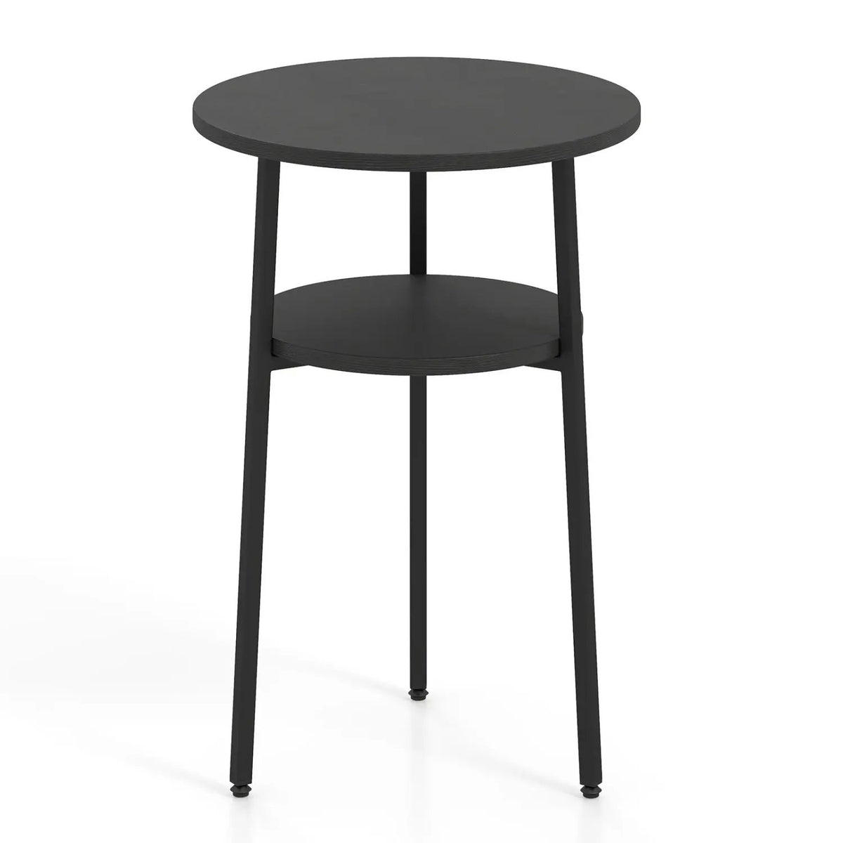 Round Side Table Set with Storage Shelf - Rustic Brown by DirectDeals