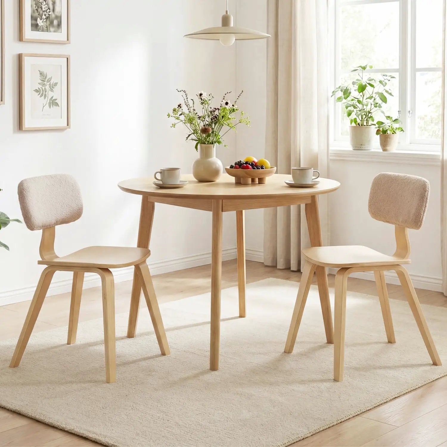 Set of 2 Rubber Wood Dining Room Chairs with Teddy Velvet Padded Backrest by DirectDeals