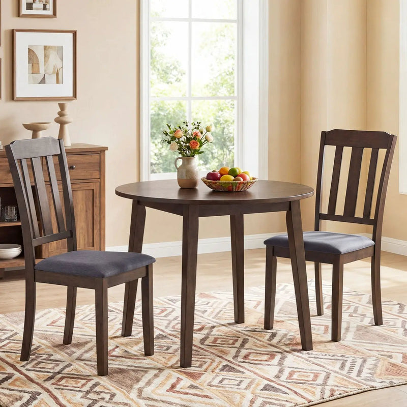 Set of 2 Rubber Wood Dining Room Chairs with Comfortable Backrest by DirectDeals