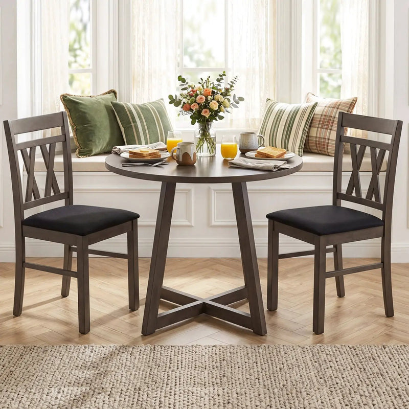 Upholstered Dining Chairs Set of 2 - Linen Style Gray by DirectDeals
