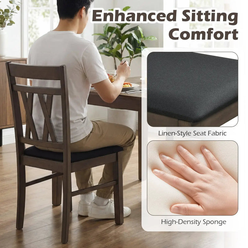 Upholstered Dining Chairs Set of 2 - Linen Style Gray by DirectDeals