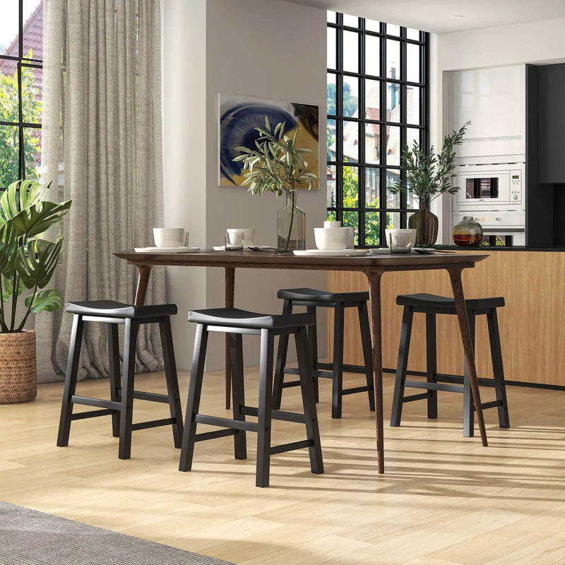 Set of 2 24 Inch Counter Height Stools with Solid Wood Legs by DirectDeals