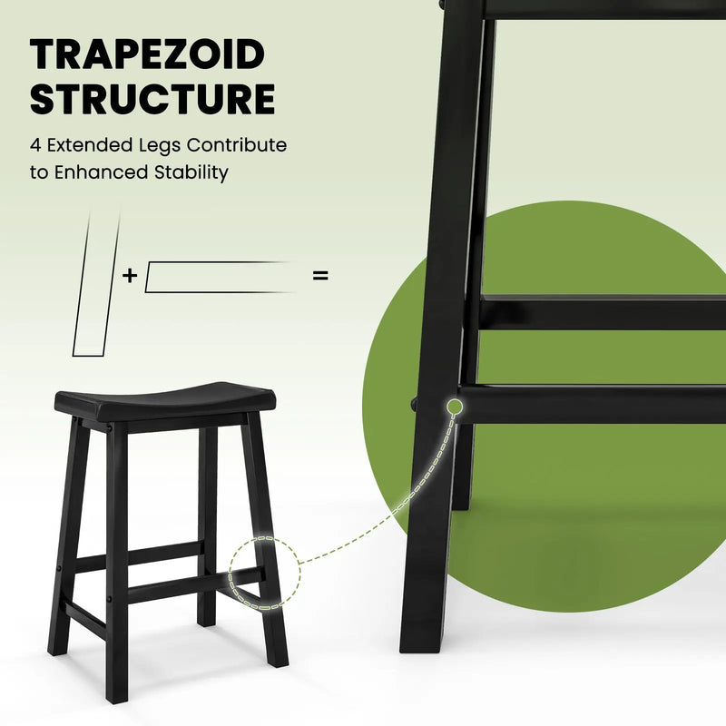 Set of 2 24 Inch Counter Height Stools with Solid Wood Legs by DirectDeals