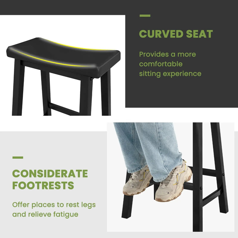 Set of 2 24 Inch Counter Height Stools with Solid Wood Legs by DirectDeals
