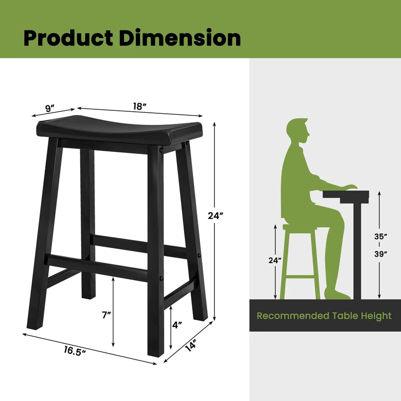 Set of 2 24 Inch Counter Height Stools with Solid Wood Legs by DirectDeals