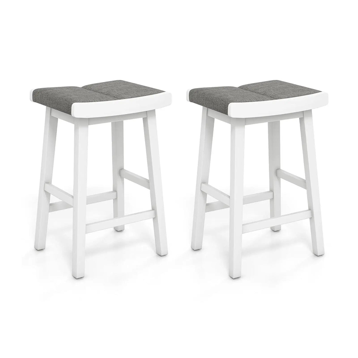 2 Pieces 26/31.5 Inch Upholstered Saddle Barstools with Padded Cushions by DirectDeals