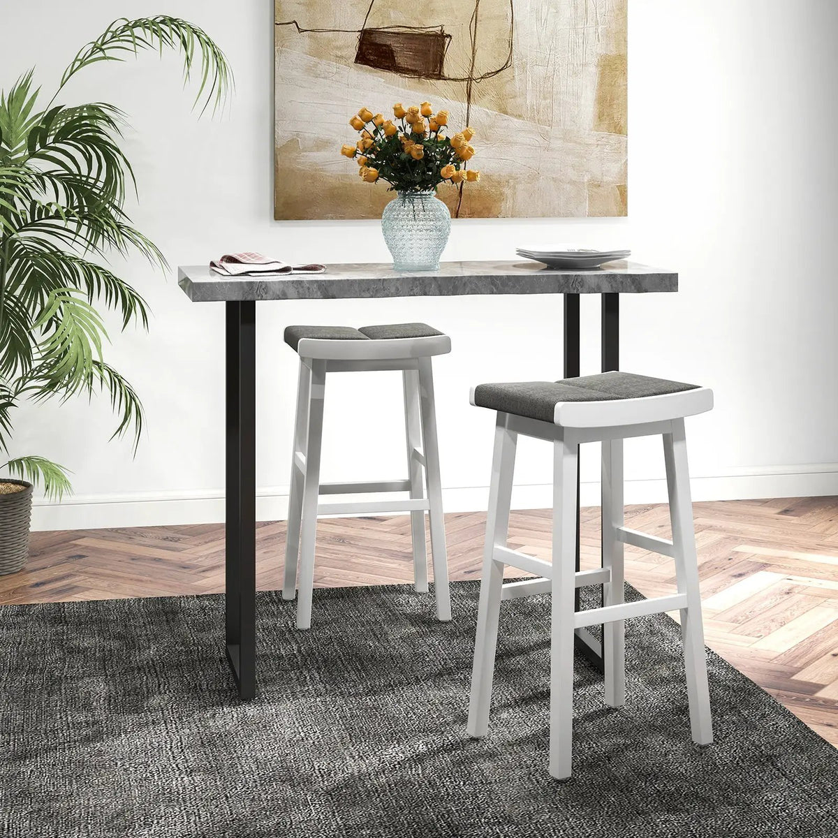 2 Pieces 26/31.5 Inch Upholstered Saddle Barstools with Padded Cushions by DirectDeals