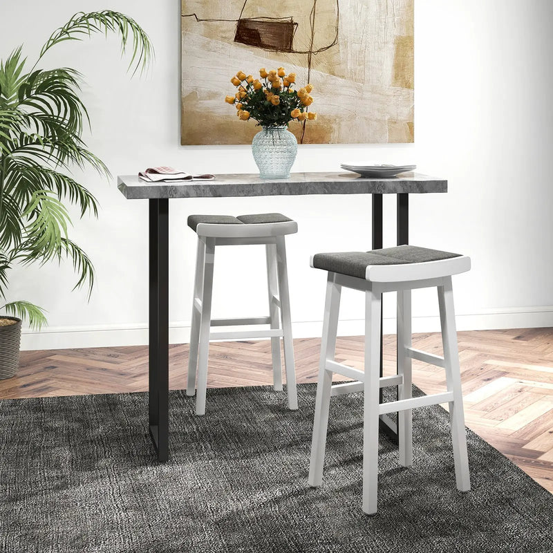 2 Pieces 26/31.5 Inch Upholstered Saddle Barstools with Padded Cushions by DirectDeals