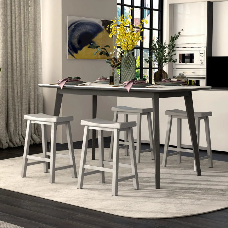 Set of 2 24 Inch Counter Height Stools with Solid Wood Legs by DirectDeals