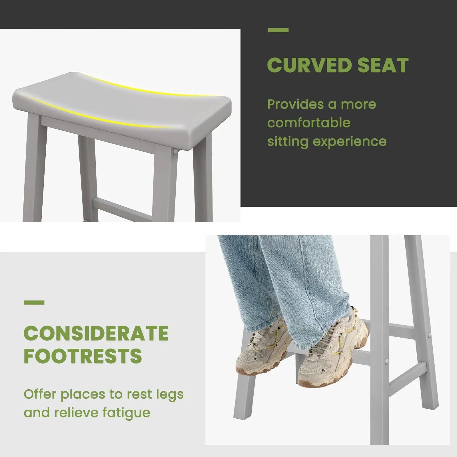 Set of 2 24 Inch Counter Height Stools with Solid Wood Legs by DirectDeals