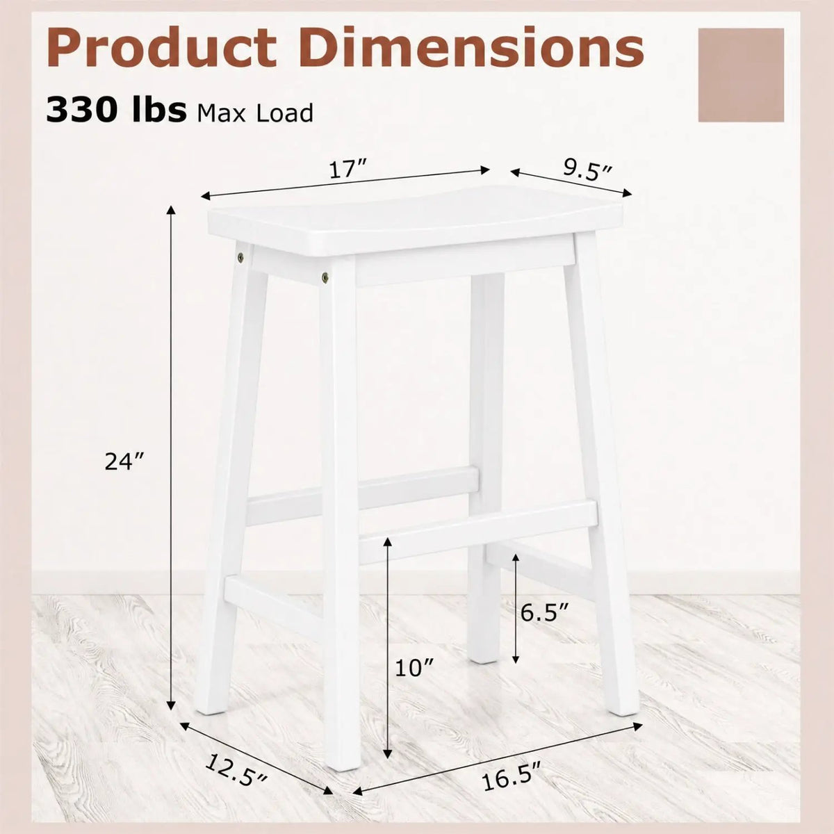 Saddle-Seat Counter Height Stools Set of 2 with Footrests by DirectDeals