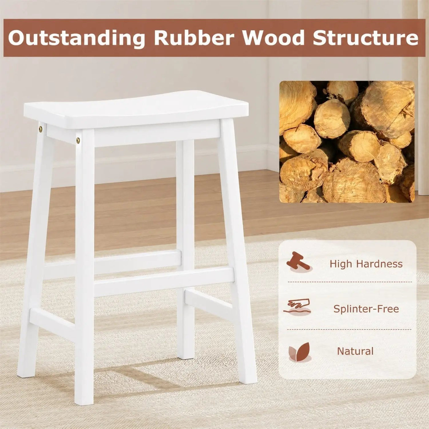 Saddle-Seat Counter Height Stools Set of 2 with Footrests by DirectDeals