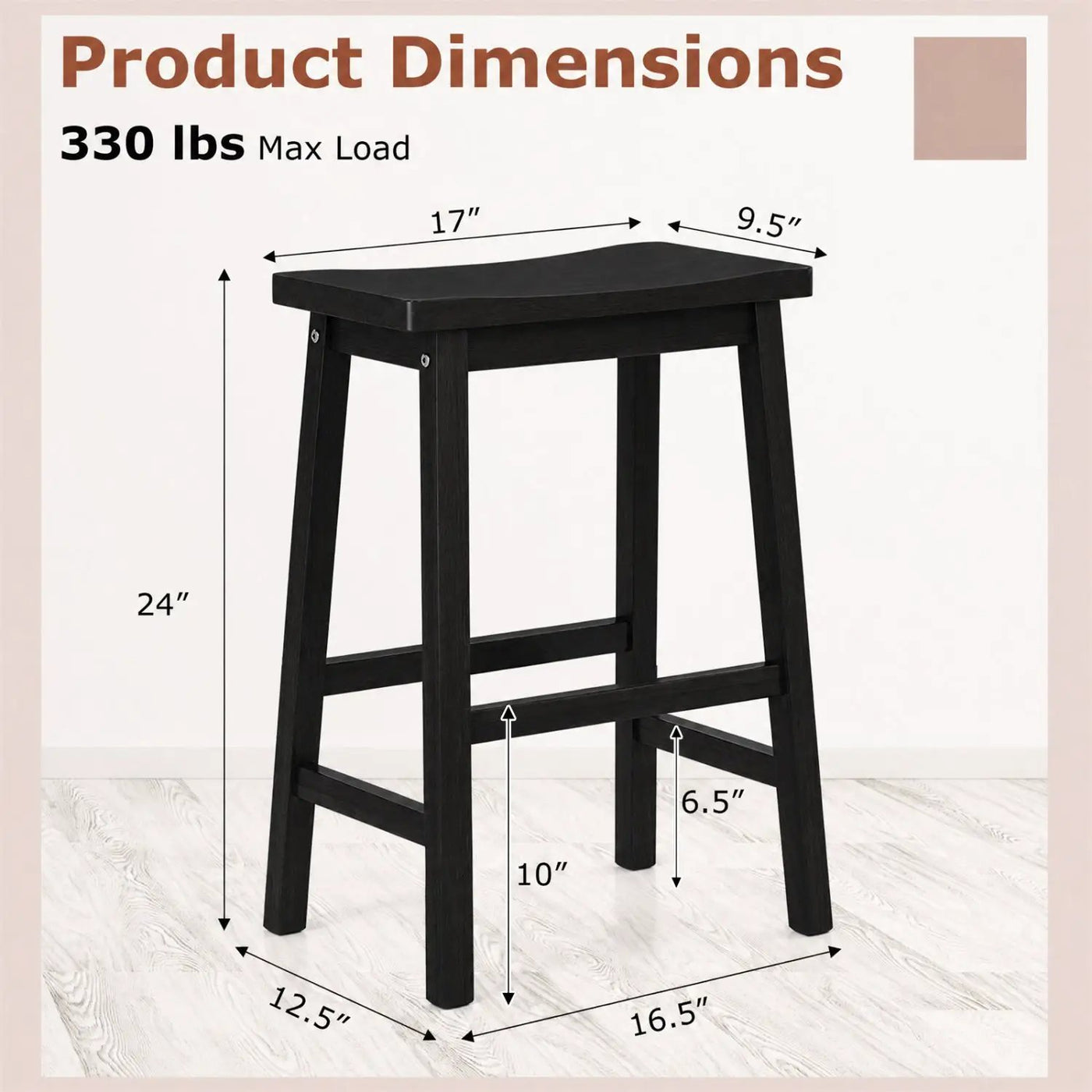 Saddle-Seat Counter Height Stools Set of 2 with Footrests by DirectDeals