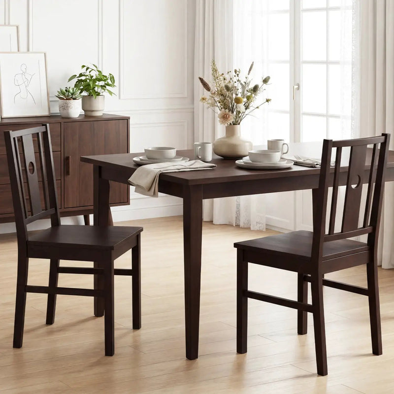 Solid Rubber Wood Dining Chairs Set of 2 with Slatted Back by DirectDeals
