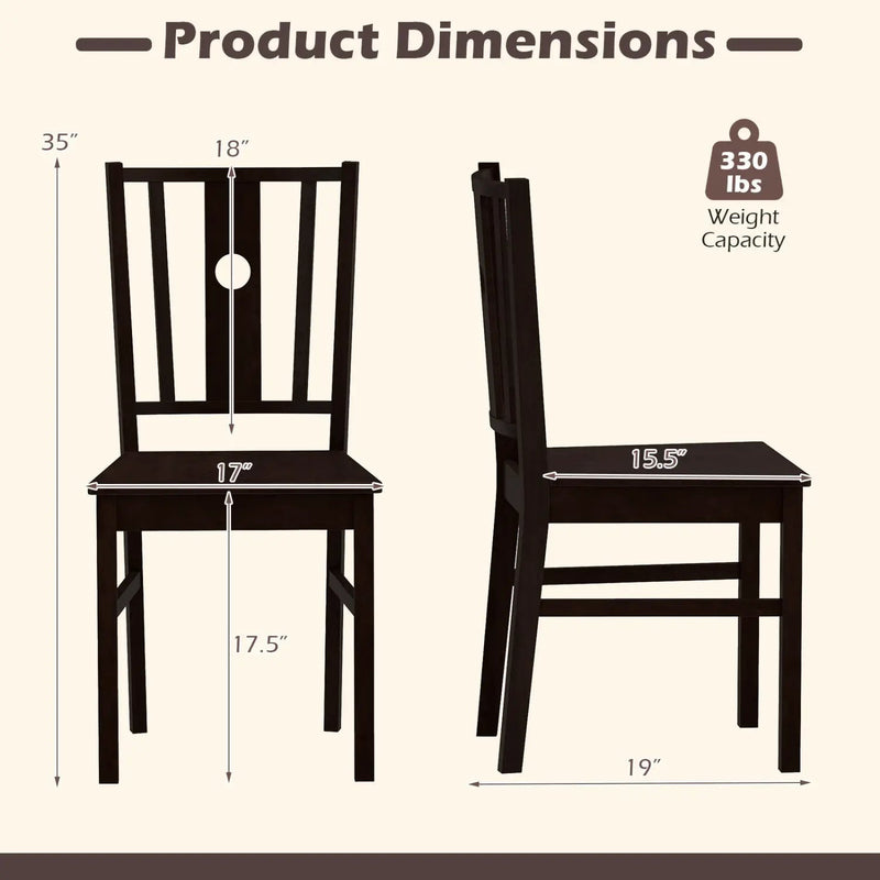 Solid Rubber Wood Dining Chairs Set of 2 with Slatted Back by DirectDeals
