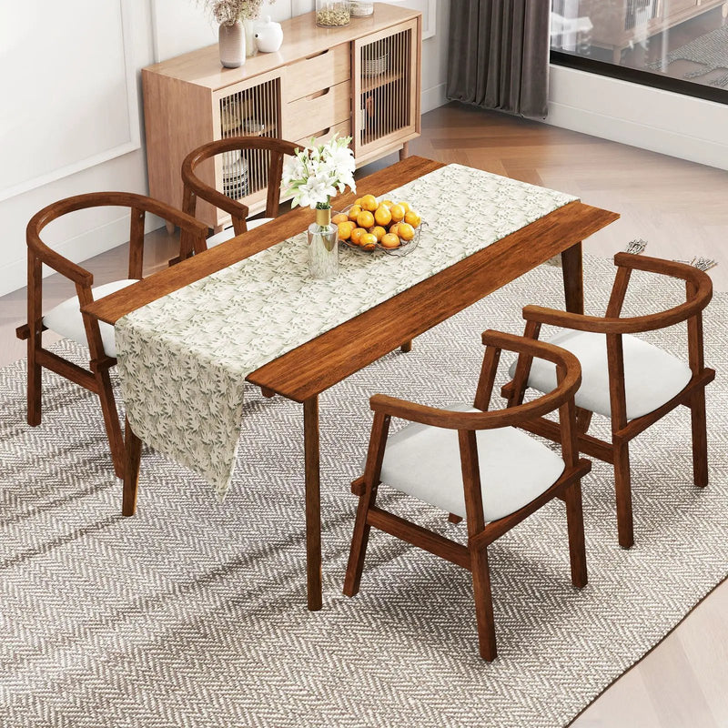 Set of 2 Solid Rubber Wood Dining Room Chairs with Wrap-around Armrest-Walnut by DirectDeals