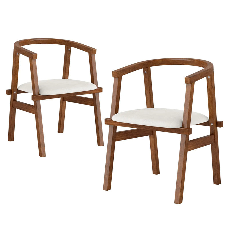 Set of 2 Solid Rubber Wood Dining Room Chairs with Wrap-around Armrest-Walnut by DirectDeals