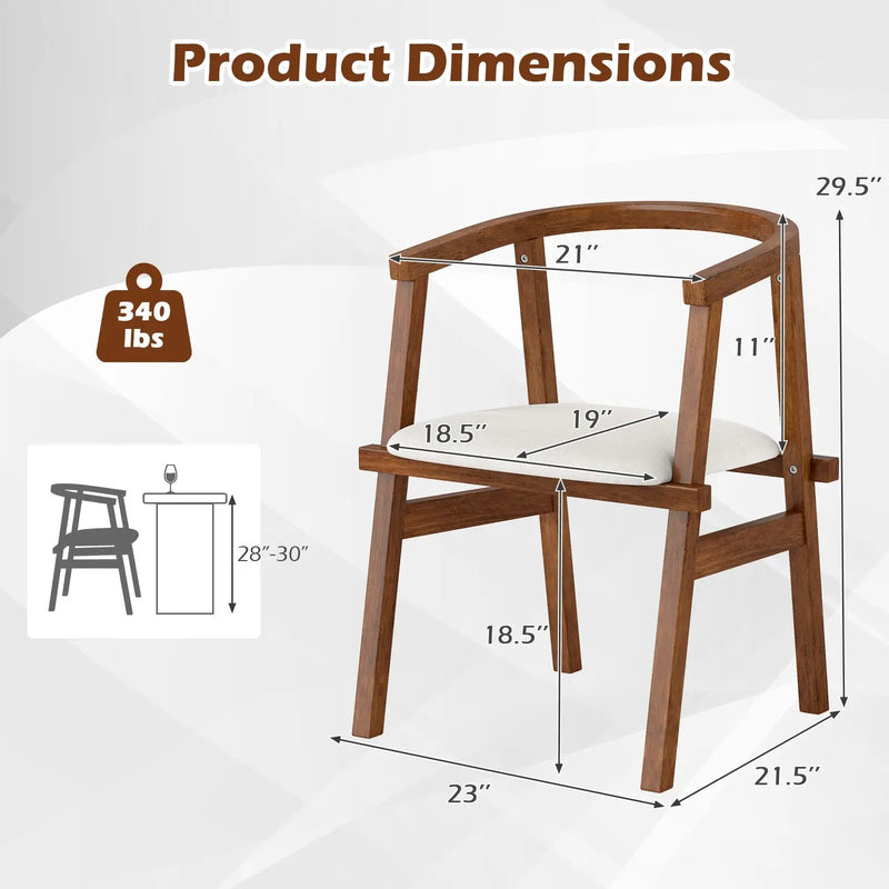 Set of 2 Solid Rubber Wood Dining Room Chairs with Wrap-around Armrest-Walnut by DirectDeals