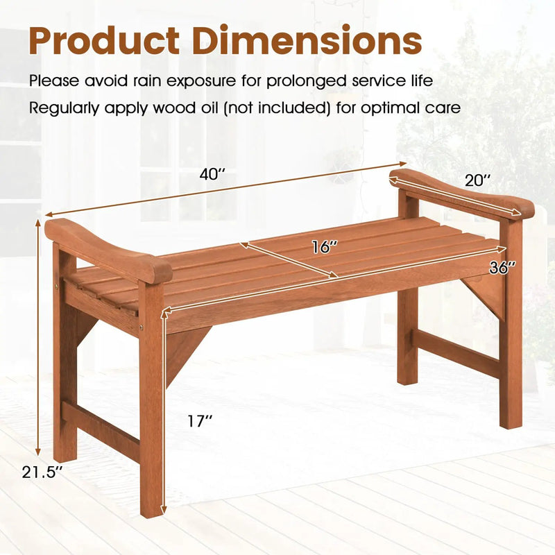 Solid Wood Backless Garden Bench Set with Support Handles by DirectDeals