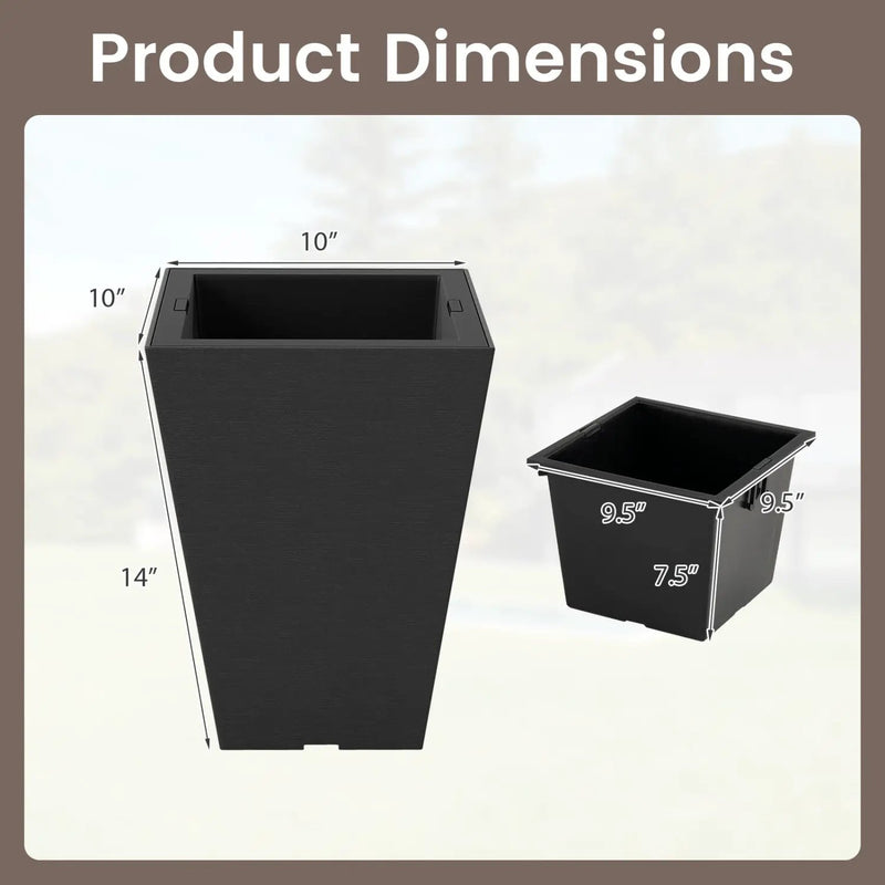 Square Taper Planter with Self-Watering System - Set of 2 by DirectDeals