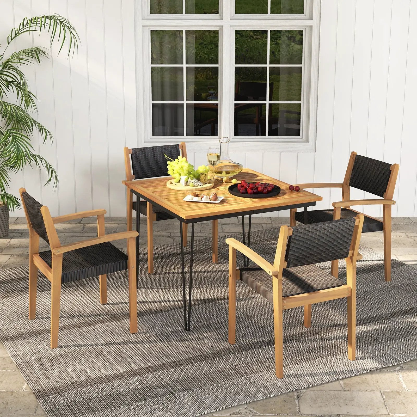 Set of 2 Stackable Outdoor Wicker Dining Chair by DirectDeals
