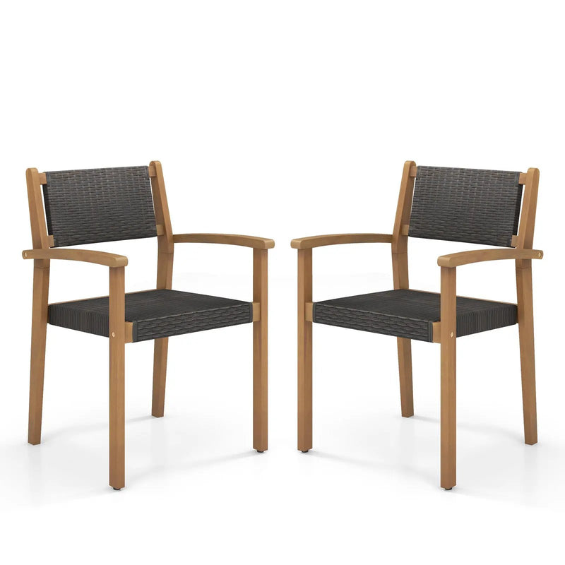 Set of 2 Stackable Outdoor Wicker Dining Chair by DirectDeals