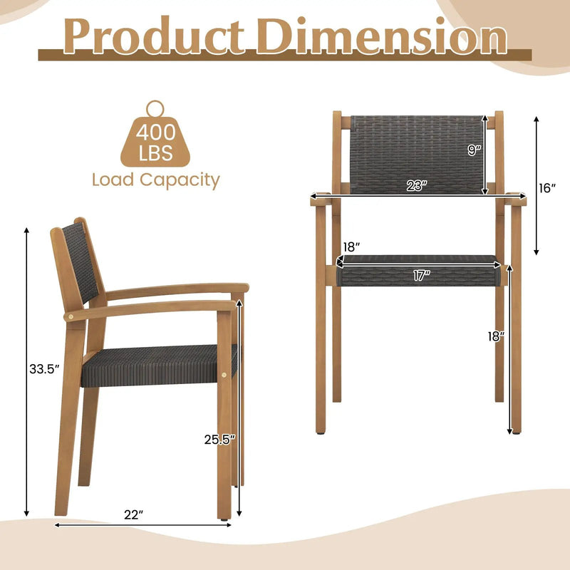 Set of 2 Stackable Outdoor Wicker Dining Chair by DirectDeals