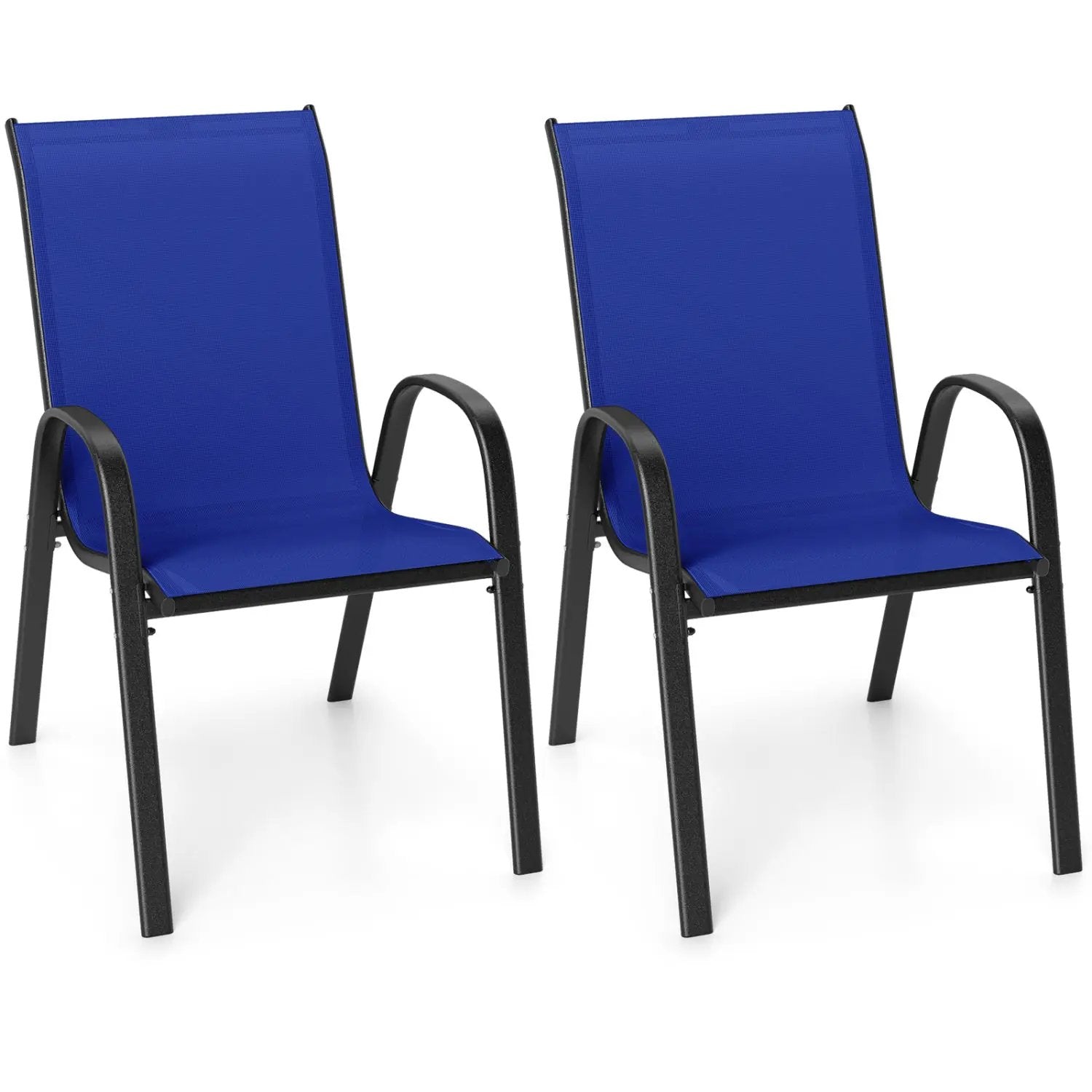 Set of 2 Stackable Patio Dining Chairs Set with Armrest by DirectDeals