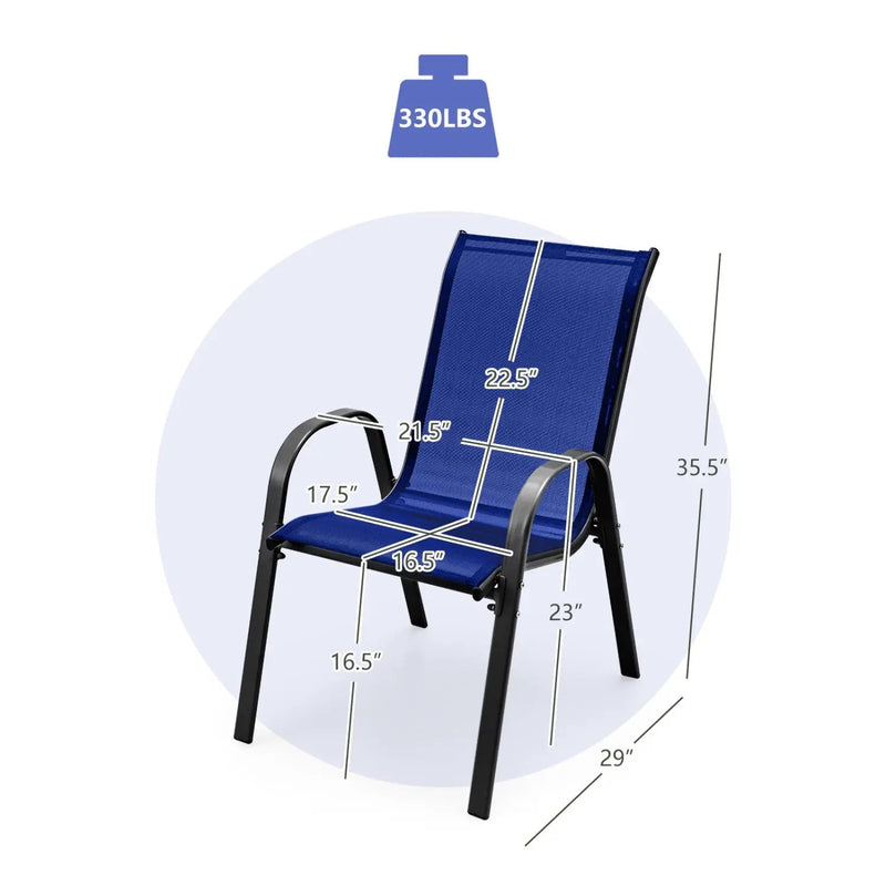 Set of 2 Stackable Patio Dining Chairs Set with Armrest by DirectDeals