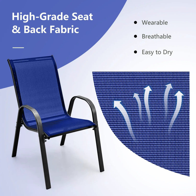 Set of 2 Stackable Patio Dining Chairs Set with Armrest by DirectDeals