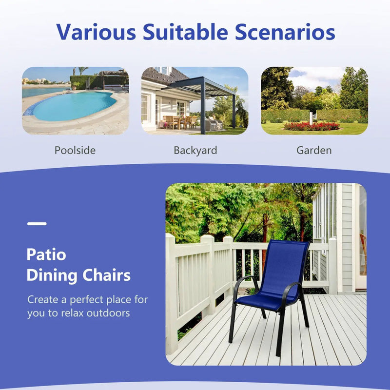Set of 2 Stackable Patio Dining Chairs Set with Armrest by DirectDeals