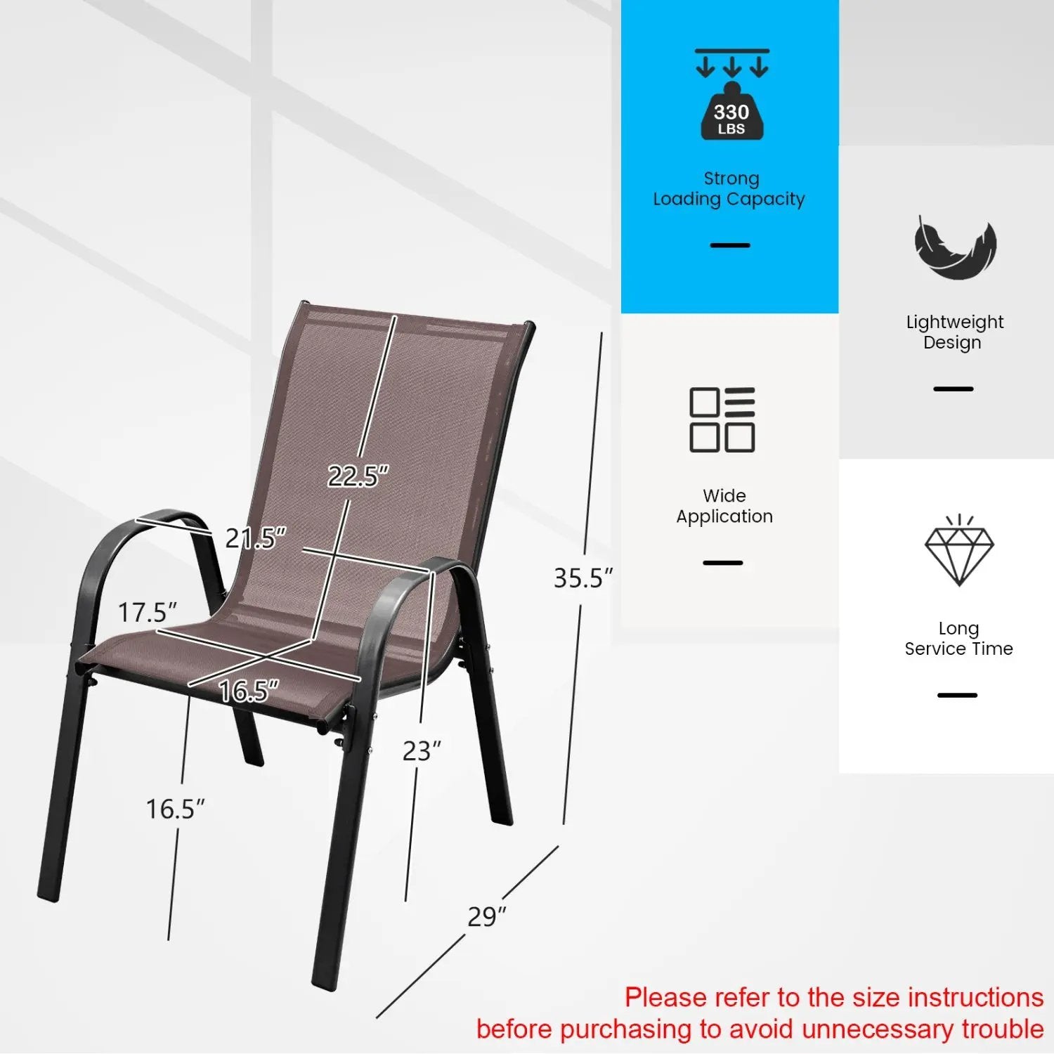 Set of 2 Stackable Patio Dining Chairs Set with Armrest by DirectDeals