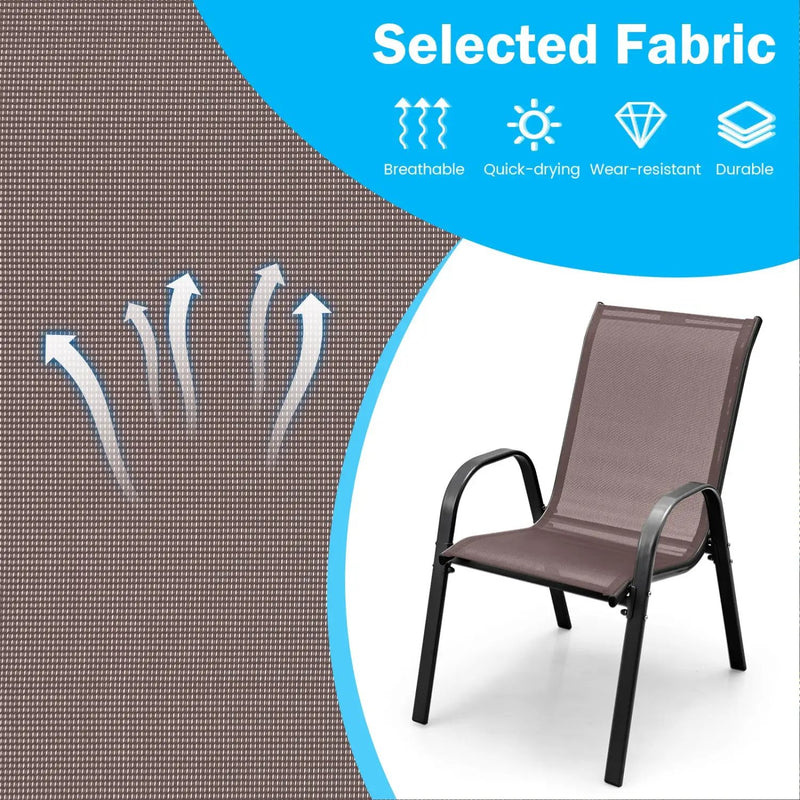 Set of 2 Stackable Patio Dining Chairs Set with Armrest by DirectDeals