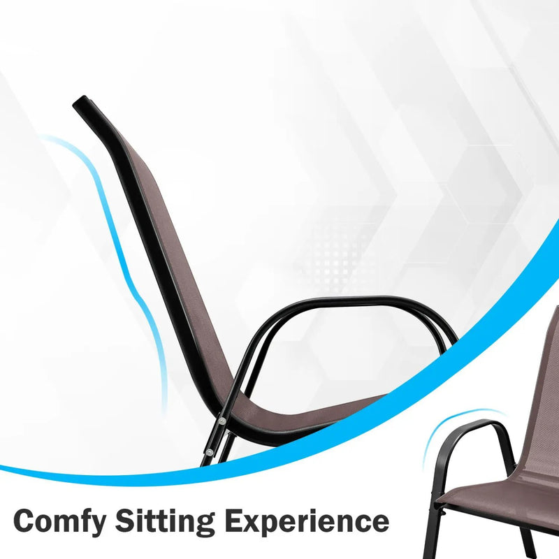 Set of 2 Stackable Patio Dining Chairs Set with Armrest by DirectDeals